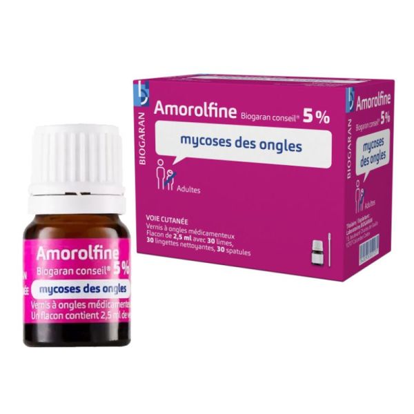 Vernis Amorolfine 5% - Mycose des ongles - 2,5 ml