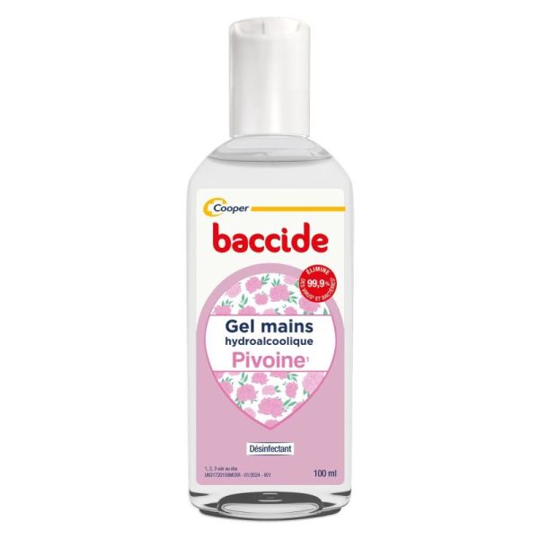 Gel hydralcoolique Mains - Désinfectant - Pivoine - Flacon 100 ml
