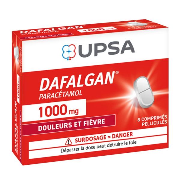 Dafalgan 1000 MG - Paracétamol - Douleurs et Fièvre - 8 comprimés