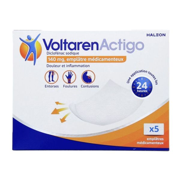 VoltarenActigo 140 mg - Entorses Foulures Contusions - 5 Emplâtre médicamenteux