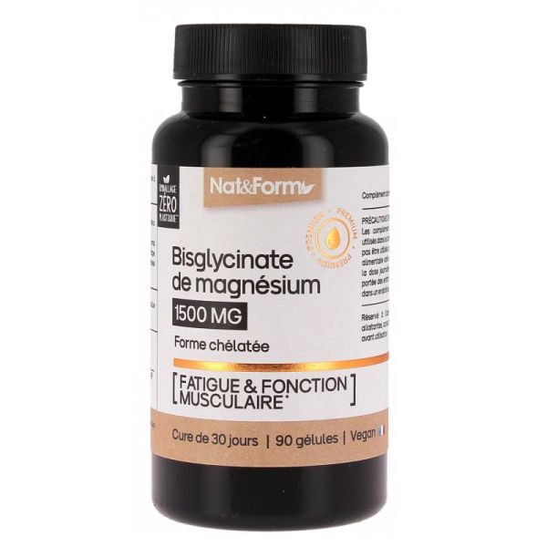 Bisglycinate de Magnésium 1500mg - Fatigue & Fonction Musculaire - 90 gélules