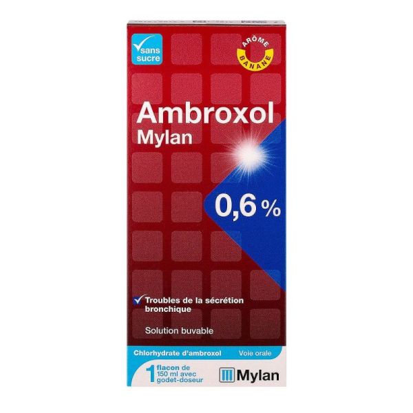 Ambroxol Mylan 0,6 - Traitement des troubles de la sécrétion bronchique - Solution buvable 150ml