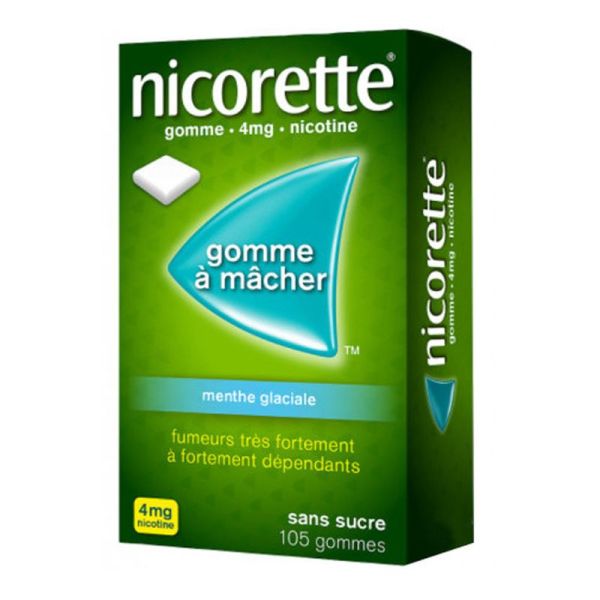 Nicorette 4mg - Menthe glaciale sans sucre - 105 gommes à mâcher