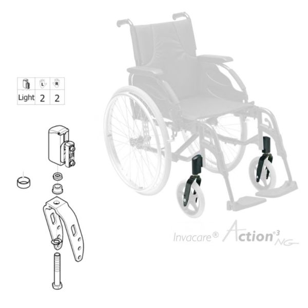 Kit fourche complet pour roue avant de fauteuil roulant Action 3 ou 4 NG Invacare