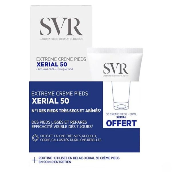 Coffret Xerial 50 Extrême Crème Pieds Anti-Callosités 50ml + Xerial 30 Crème Pieds 50ml OFFERT
