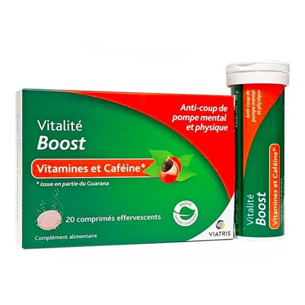 VIATRIS - Vitalité Boost - Vitamines et Caféine - 20 comprimés effervescents
