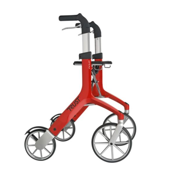 Rollator 4 roues Let's Fly - Rouge - Sac inclus