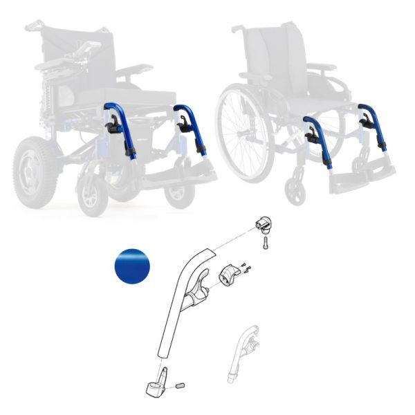 Potence 80° complète Bleu pop pour fauteuil roulant Action 3NG ou 4NG ou Esprit Action