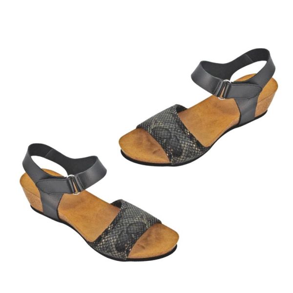 Sandales de confort Podactiv - Caméléa Hallux Valgus - Noir Serpent