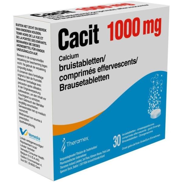Cacit 1000 mg - Calcium - 30 comprimés effervescents