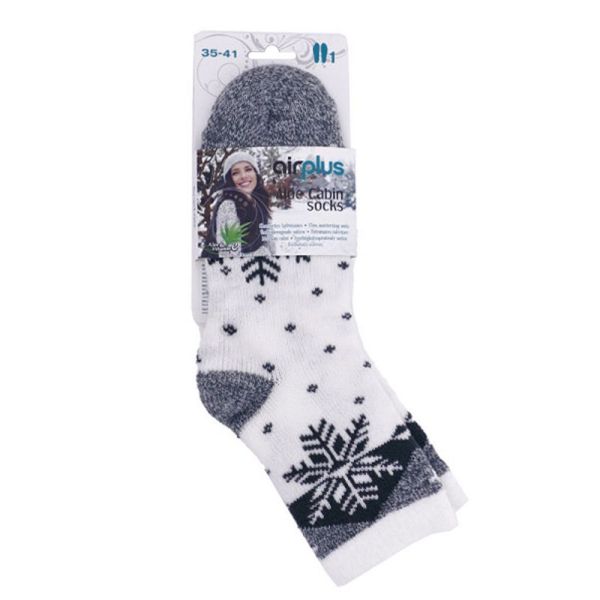 Chaussettes chaudes - Aloé Cabin - Flocons Vert - Pointure 35 à 41 - la Paire