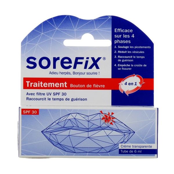 Sorefix gel labial SPF 30 - Traitement Bouton de fièvre - 6 ML