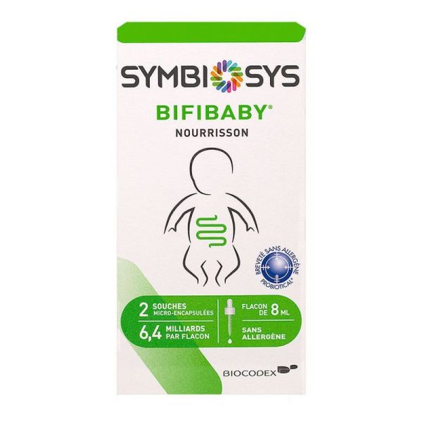 Symbiosys Bifibaby Nourrisson - 2 souches - Restaure et améliore la flore bactérienne - Flacon 8ml avec pipette