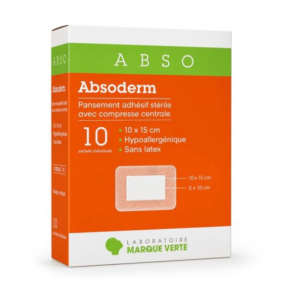 Pansement adhésif stérile avec compresse centrale - Absoderm - Bte 10
