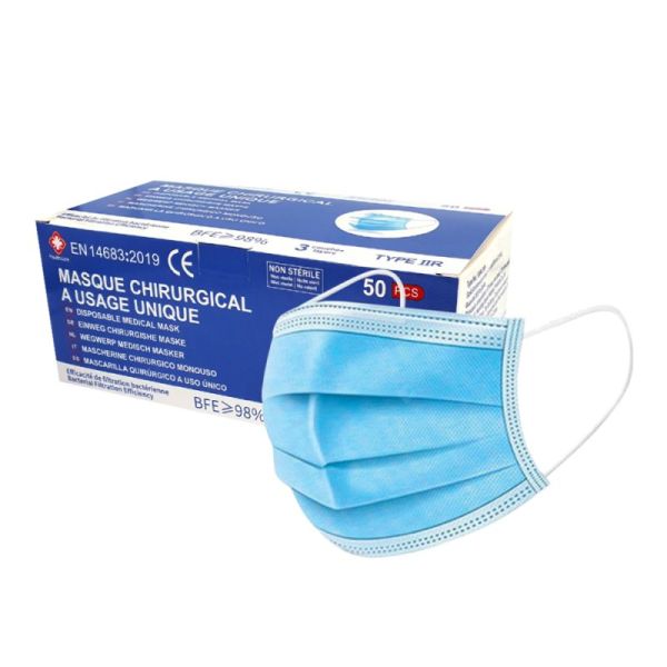 HEALTHCARE - Masque chirurgical Type IIR Bleu - Boîte de 50