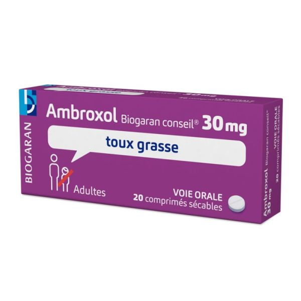 Ambroxol 30mg - Troubles de la sécrétion bronchique - Adulte - 20 comprimés sécables