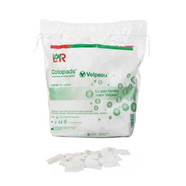 Cotons Cotopads - Rectangle de coton 8 x 10 cm - Sachet de 200
