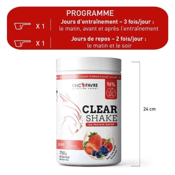 Clear Shake Iso Protein Water Fruits Rouges - Maintien masse musculaire - Pot 500 g