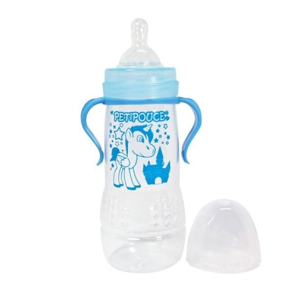 Biberon Petipouce - Tétine silicone grand modèle - Biberon Plastique Col Large 270 ml
