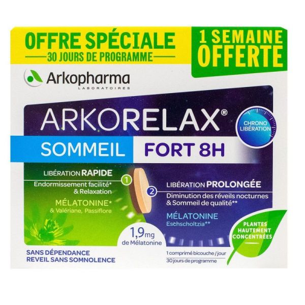 Arkorelax - Sommeil Fort 8H - 30 Comprimés