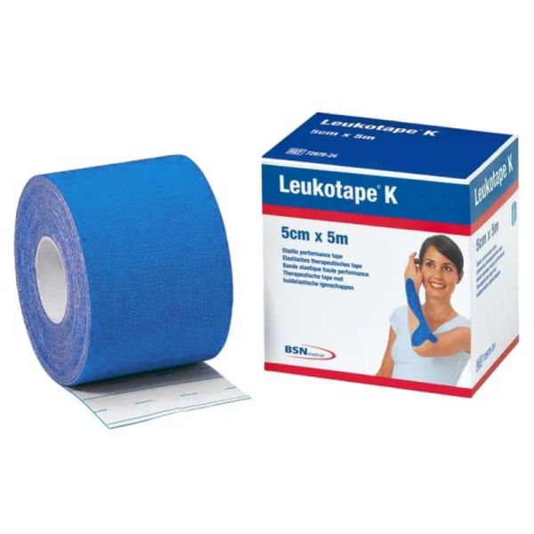 Bande de contention adhésive Leukotape K - Bleu - Drainage lymphatique et Soulage douleur