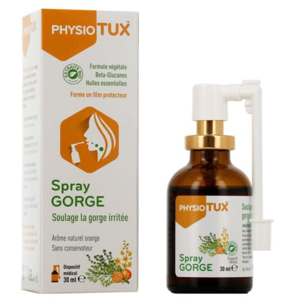 Spray gorge Physiotux - Soulage la gorge irritée - 30 ml