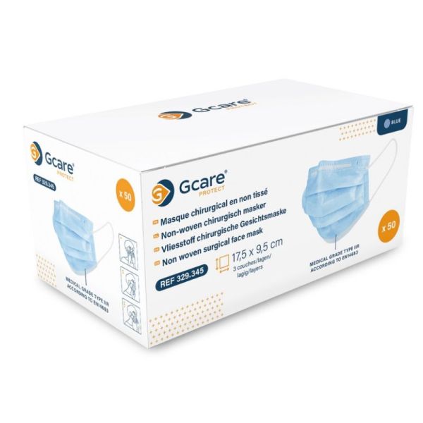 Masque Chir 3 Plis Type Iir Bleu Bte 50
