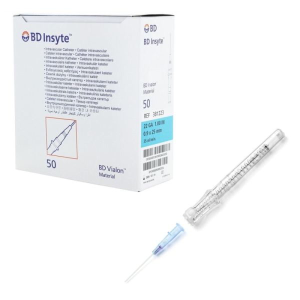 Cathéter Bd Insyte™ Blood Control Pro - 22G 0,90 x 25 mm - Bleu - Par 50