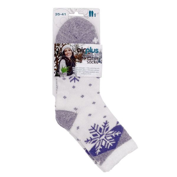 Chaussettes chaudes - Aloé Cabin - Flocons Bleu - Pointure 35 à 41 - la Paire