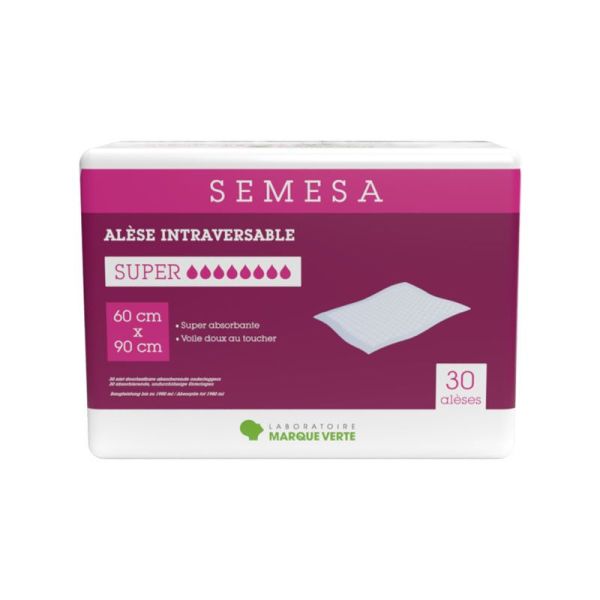 Alèse intraversable Semesa - Super - 60x90 cm - 30 pièces