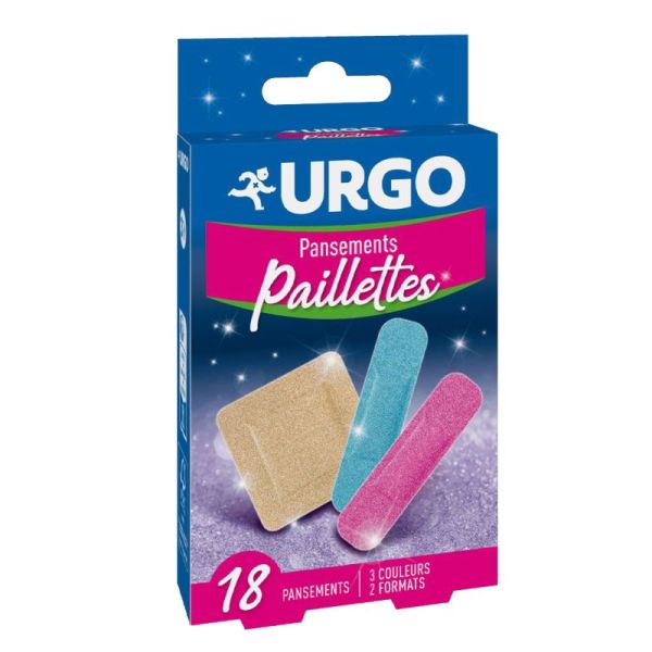 URGO - Pansements Paillettes - 3 couleurs 2 formats - Boîte de 18