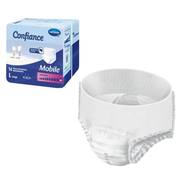 Slips absorbants Confiance Mobile - 10 gouttes - Paquet de 14