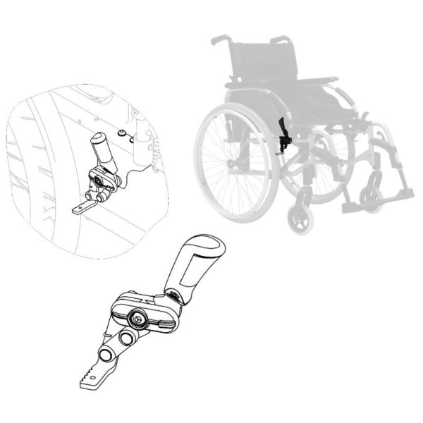 Frein Droit complet pour Fauteuil roulant Action 2 - Dossier Fixe