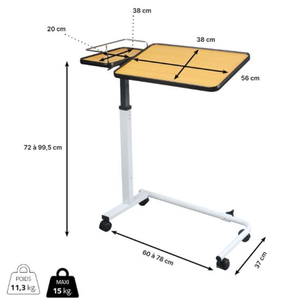 Table de Lit Réglable Corfou Evolution - Utilisable avec fauteuil