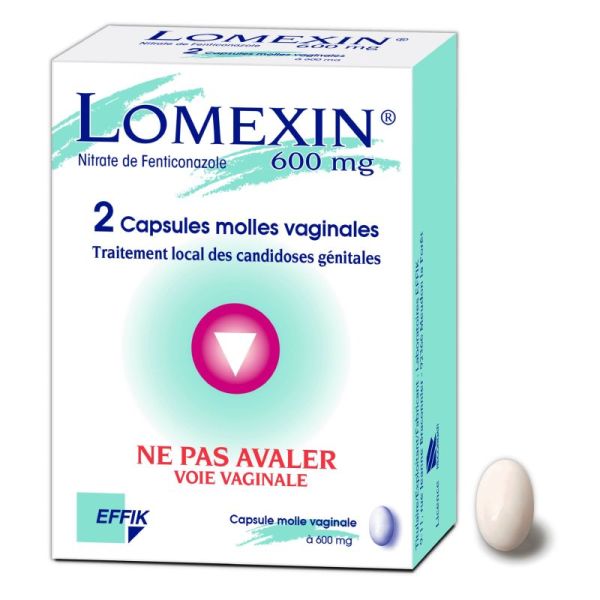 Lomexin 600mg - Mycoses génitales - 2 capsules vaginales