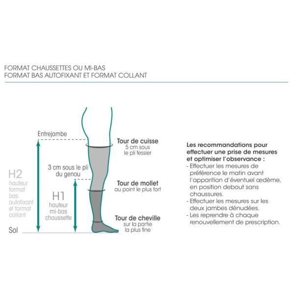 Mi-bas Compression veineuse élastique Actys 20 Classe 2 - Taille - - Normal - Noir