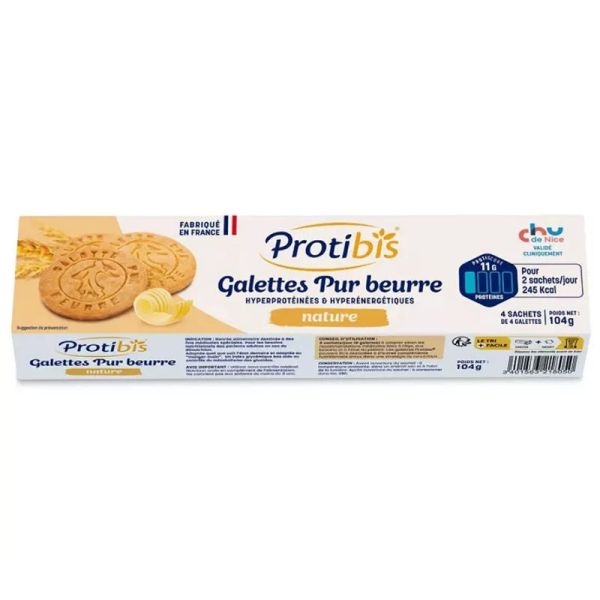 Galettes Pur beurre Nature - Hyperprotéinées Hyperénergétiques - 4 sachets de 4