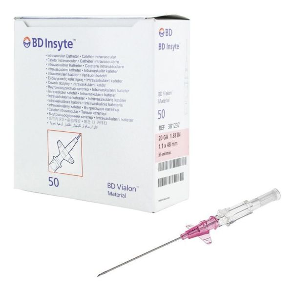 Cathéter intraveineux Bd Insyte™ Avec ailettes - 20G 1,10 x 48 mm - Rose - Par 50
