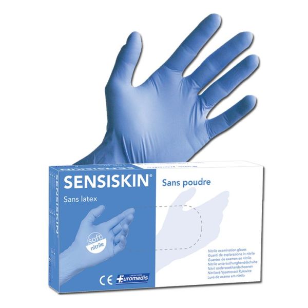 Gants Nitrile - Non Poudrés - Bleu - Bte de 100