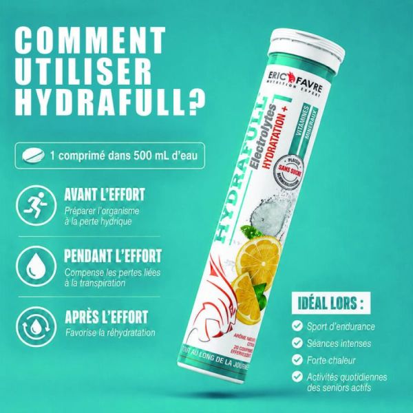Hydrafull Electrolytes Hydratation+ - Citron - 20 comprimés effervescents