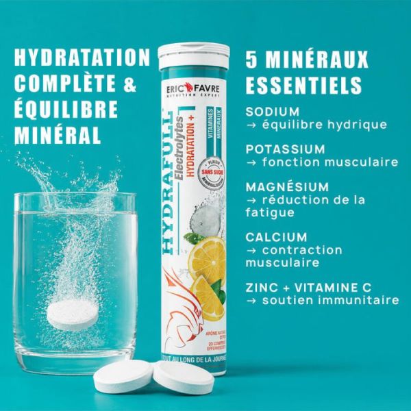 Hydrafull Electrolytes Hydratation+ - Citron - 20 comprimés effervescents