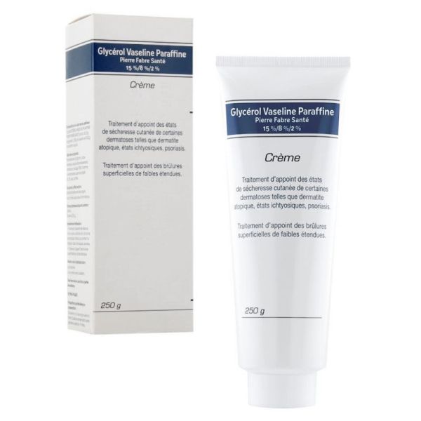 Crème Glycérol Vaseline Paraffine 15%/8%/2% - Problèmes peau - 250 g