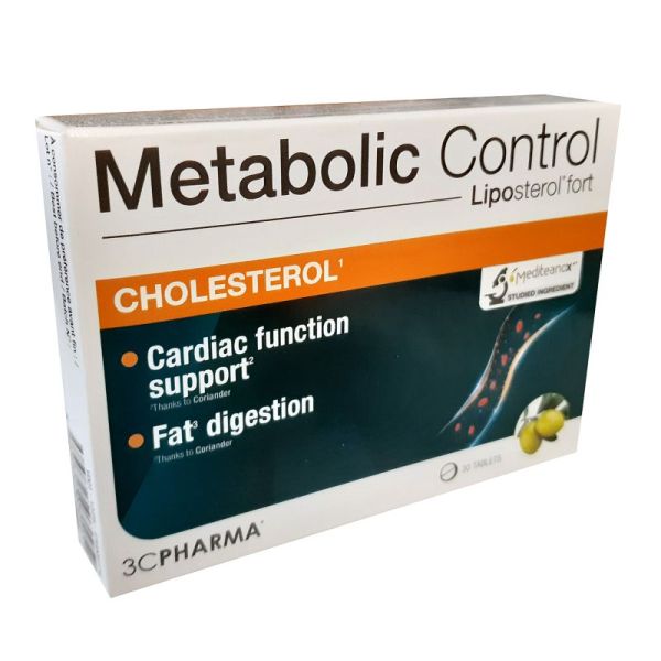 Metabolic Control Liposterol fort - Cholestérol - Fonction cardiaque Digestion des graisse - 30 comprimés
