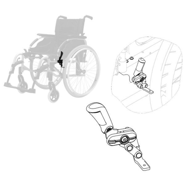 Frein Gauche complet pour Fauteuil roulant Action 2 - Dossier Fixe