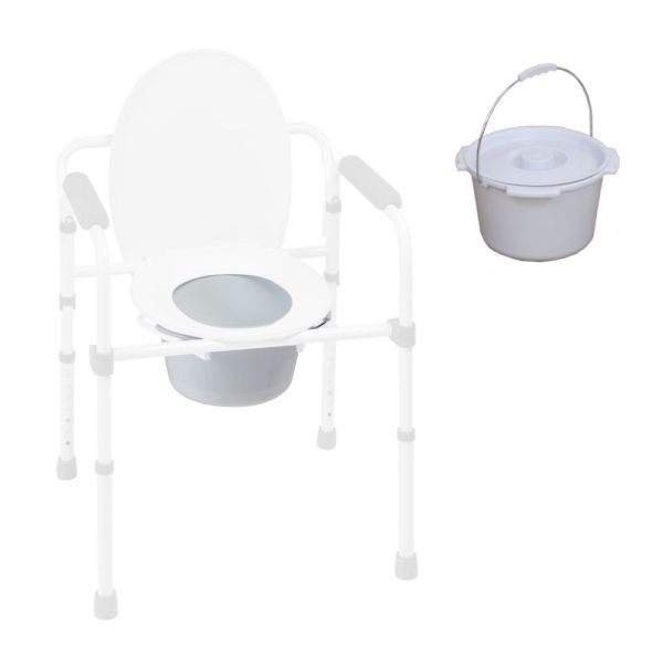 Seau avec couvercle pour chaise WC 3 en 1 Blue Steel 38002