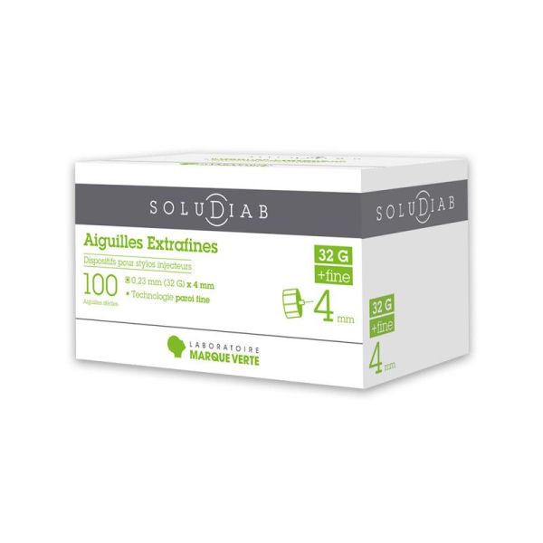 SOLUDIAB - Aiguilles extrafines PRO 5 pour stylo injecteur - Boîte de 100