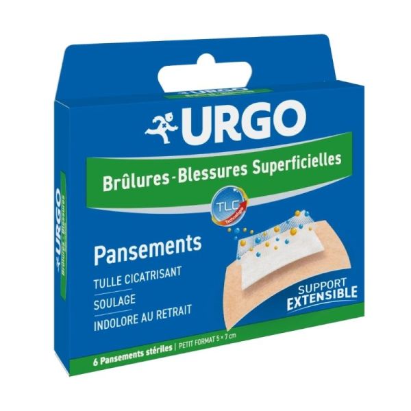 Pansements Brûlures Blessures superficielles - Petit Format - 6 pansements