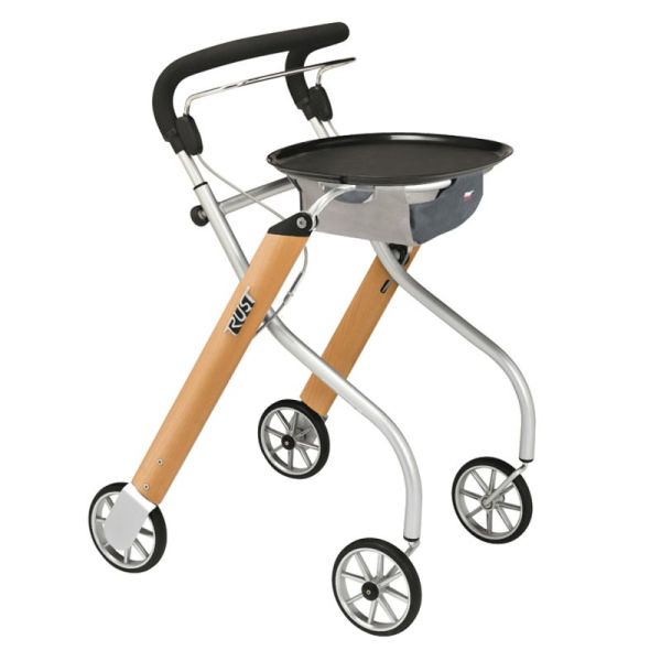 Rollator 4 roues Let's Go Indoor Beech - Bois clair - Avec Plateau et Panier