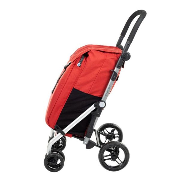 Chariot de courses 4 roues à pousser Lett 475 - Rouge