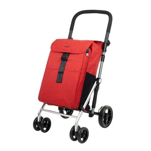 Chariot de courses 4 roues à pousser Lett 475 - Rouge